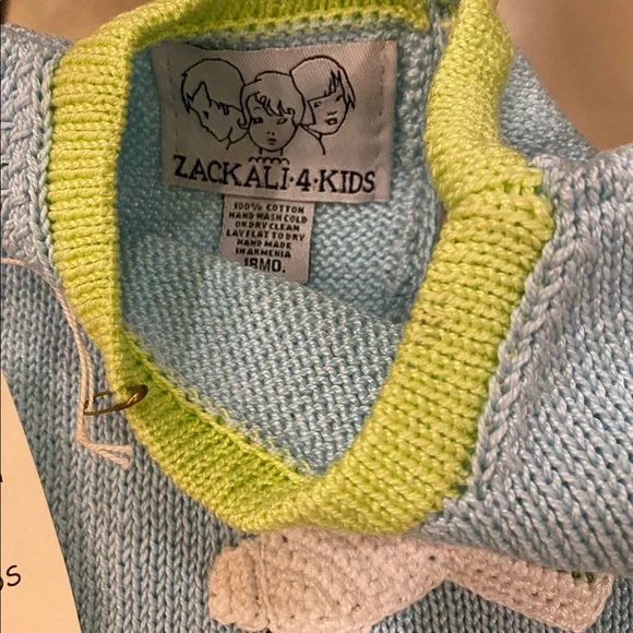 NWT *Zackali 4 Kids* AIRPLANE Top & Shorts Set: Hand-Knitted 100% Cotton … 18M - Picture 3 of 3